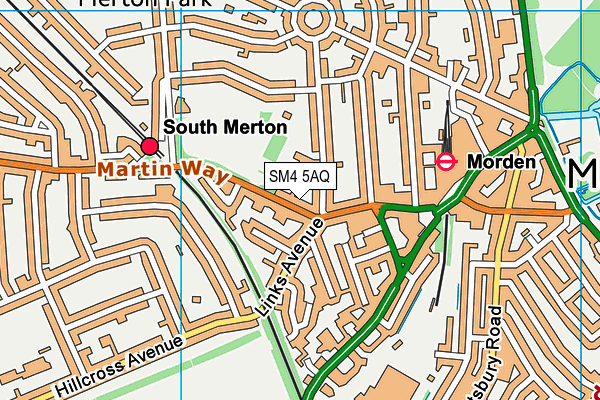 SM4 5AQ map - OS VectorMap District (Ordnance Survey)
