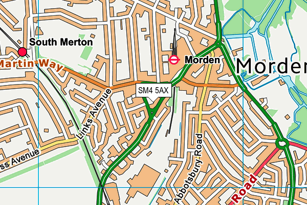 SM4 5AX map - OS VectorMap District (Ordnance Survey)