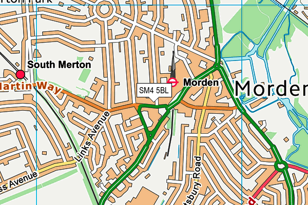 SM4 5BL map - OS VectorMap District (Ordnance Survey)