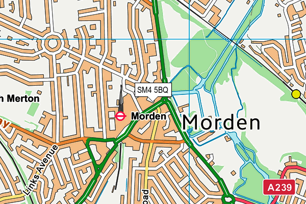 SM4 5BQ map - OS VectorMap District (Ordnance Survey)