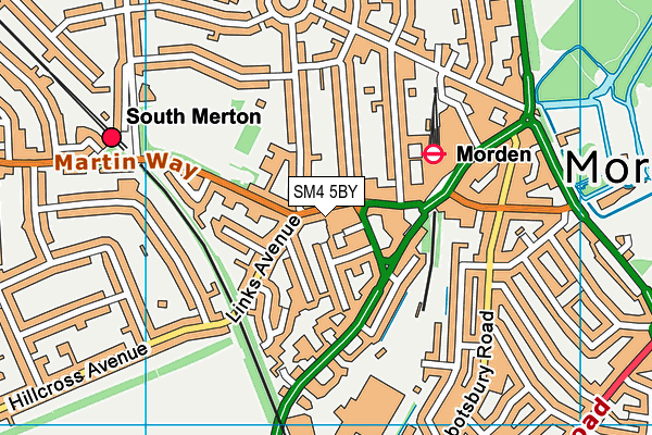 SM4 5BY map - OS VectorMap District (Ordnance Survey)