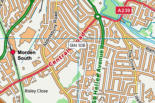 SM4 5DB map - OS VectorMap District (Ordnance Survey)