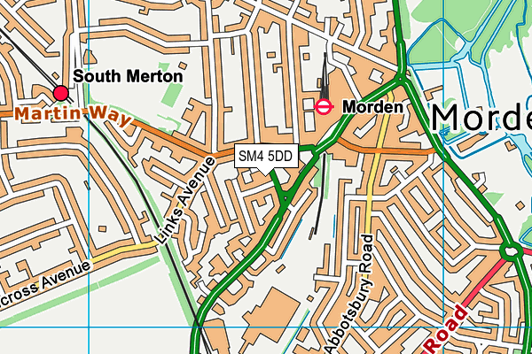 SM4 5DD map - OS VectorMap District (Ordnance Survey)