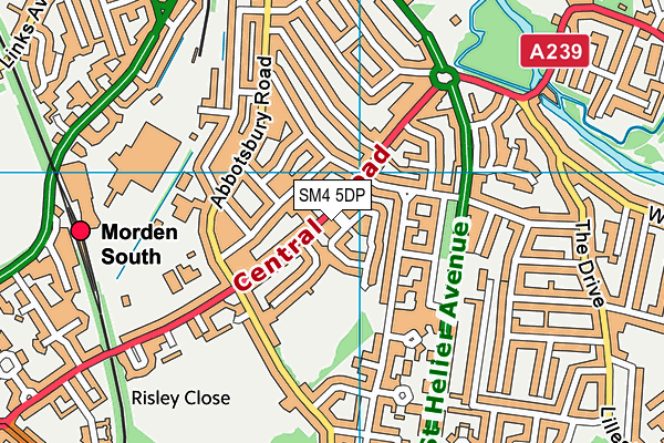 SM4 5DP map - OS VectorMap District (Ordnance Survey)