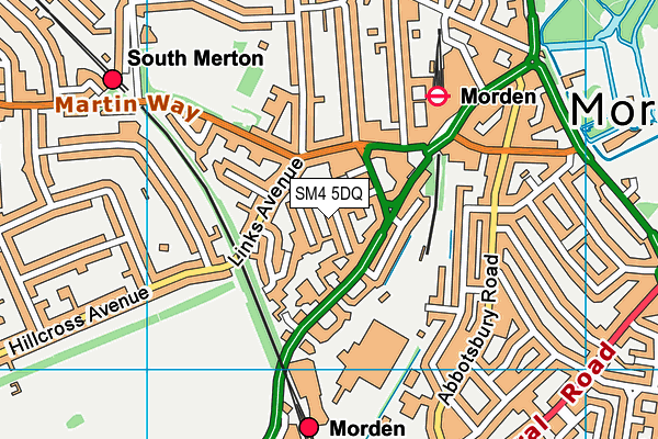 SM4 5DQ map - OS VectorMap District (Ordnance Survey)