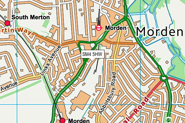 SM4 5HW map - OS VectorMap District (Ordnance Survey)