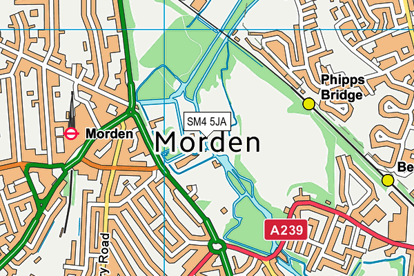 SM4 5JA map - OS VectorMap District (Ordnance Survey)