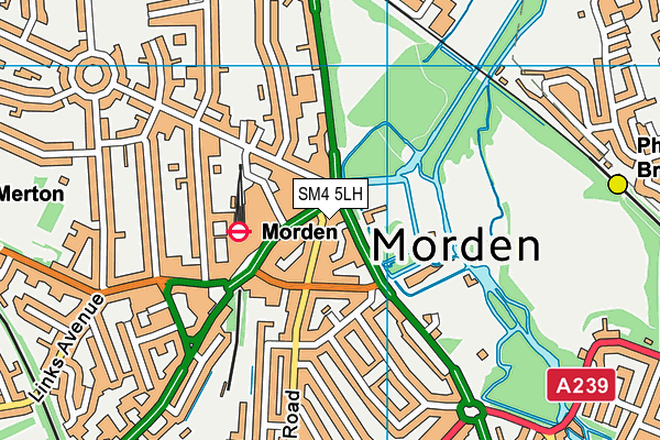 SM4 5LH map - OS VectorMap District (Ordnance Survey)