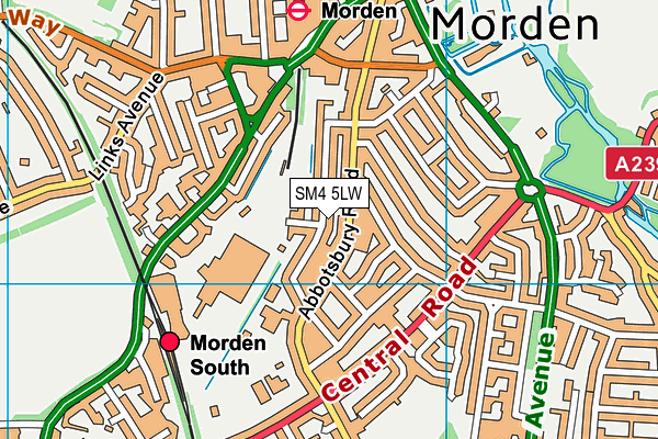 SM4 5LW map - OS VectorMap District (Ordnance Survey)