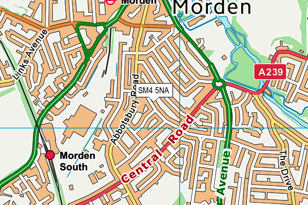 SM4 5NA map - OS VectorMap District (Ordnance Survey)