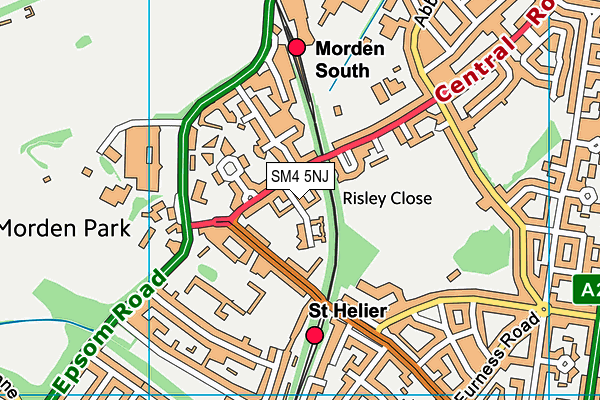 SM4 5NJ map - OS VectorMap District (Ordnance Survey)