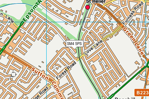 SM4 5PS map - OS VectorMap District (Ordnance Survey)