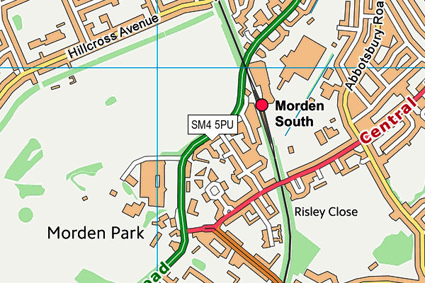 SM4 5PU map - OS VectorMap District (Ordnance Survey)