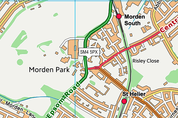 Morden Primary School map (SM4 5PX) - OS VectorMap District (Ordnance Survey)