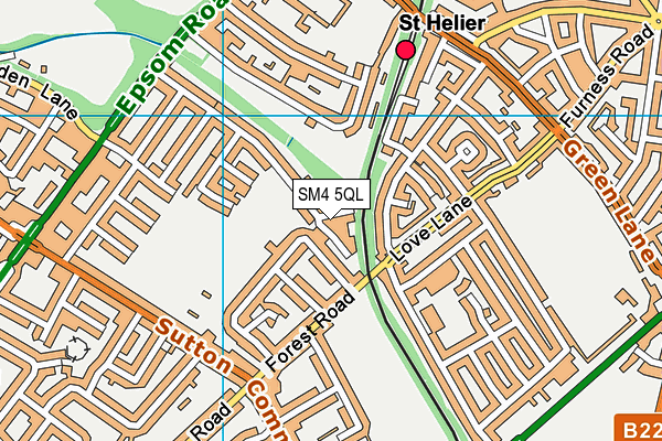 SM4 5QL map - OS VectorMap District (Ordnance Survey)