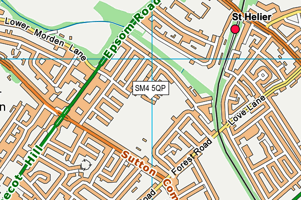 Sutton Common Recreation Ground map (SM4 5QP) - OS VectorMap District (Ordnance Survey)