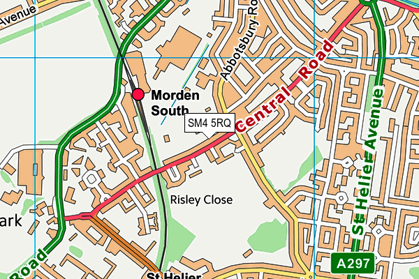 SM4 5RQ map - OS VectorMap District (Ordnance Survey)