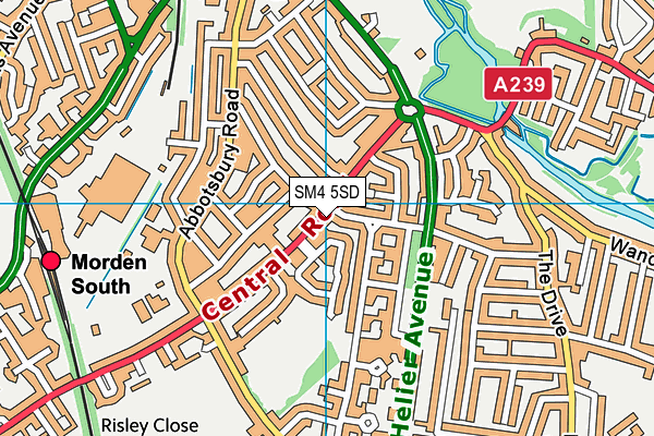 SM4 5SD map - OS VectorMap District (Ordnance Survey)