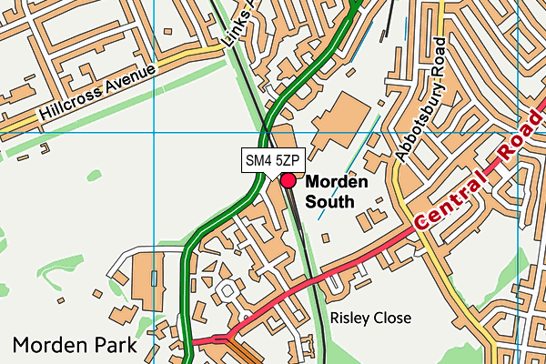 SM4 5ZP map - OS VectorMap District (Ordnance Survey)