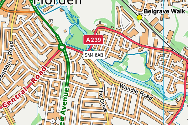 SM4 6AB map - OS VectorMap District (Ordnance Survey)