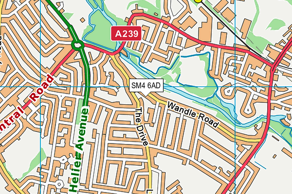 SM4 6AD map - OS VectorMap District (Ordnance Survey)