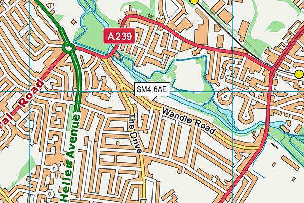 SM4 6AE map - OS VectorMap District (Ordnance Survey)