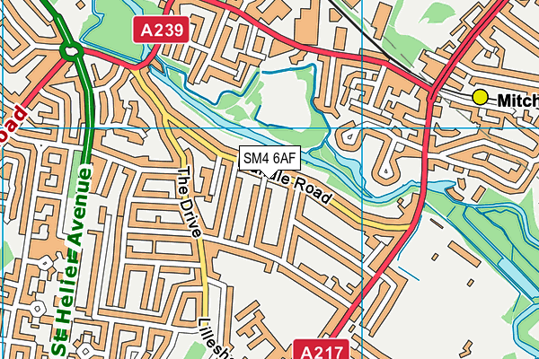 SM4 6AF map - OS VectorMap District (Ordnance Survey)