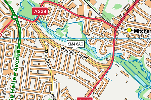 SM4 6AG map - OS VectorMap District (Ordnance Survey)