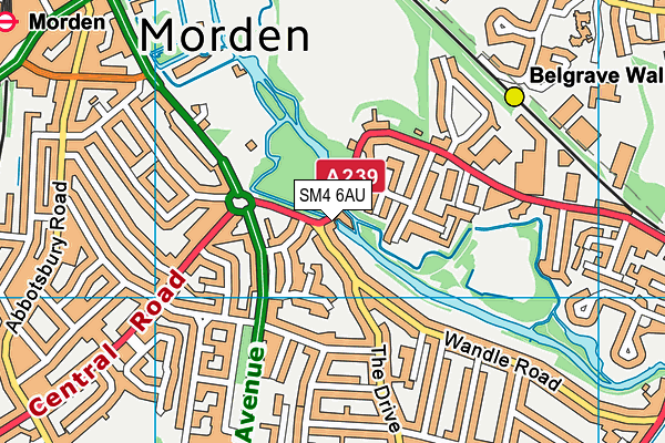 SM4 6AU map - OS VectorMap District (Ordnance Survey)