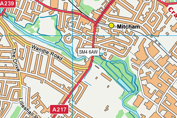 SM4 6AW map - OS VectorMap District (Ordnance Survey)