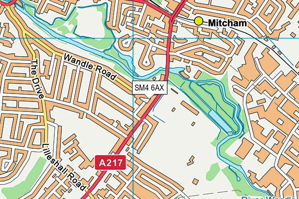 SM4 6AX map - OS VectorMap District (Ordnance Survey)