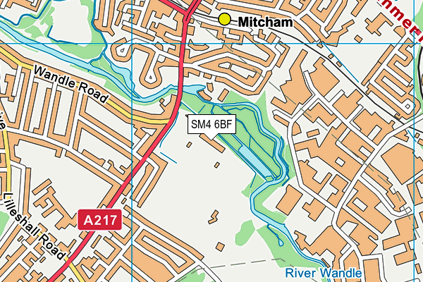 Tooting And Mitcham Community Sports Club map (SM4 6BF) - OS VectorMap District (Ordnance Survey)