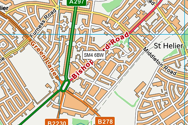 SM4 6BW map - OS VectorMap District (Ordnance Survey)