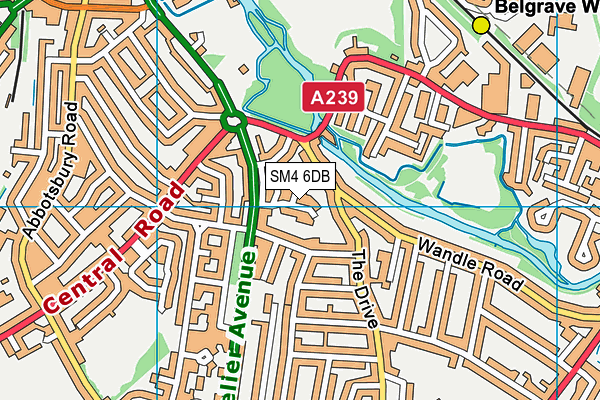 SM4 6DB map - OS VectorMap District (Ordnance Survey)