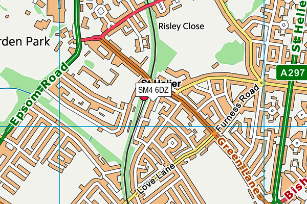 SM4 6DZ map - OS VectorMap District (Ordnance Survey)