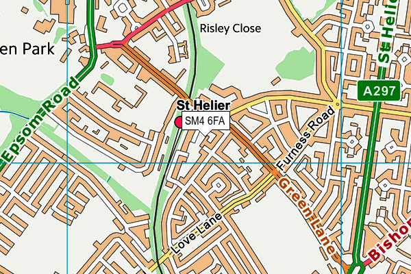 SM4 6FA map - OS VectorMap District (Ordnance Survey)