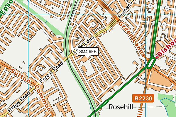 SM4 6FB map - OS VectorMap District (Ordnance Survey)