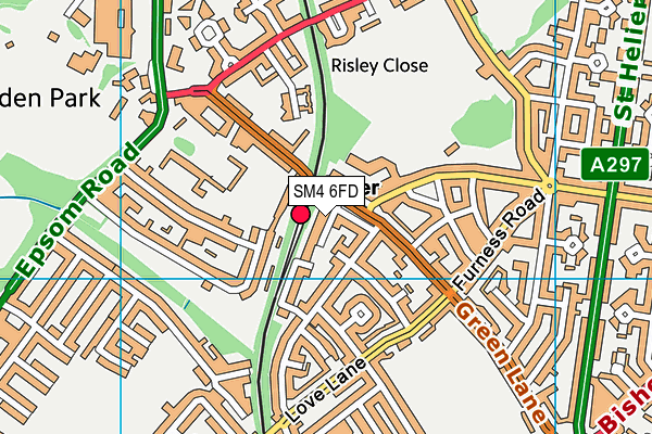 SM4 6FD map - OS VectorMap District (Ordnance Survey)