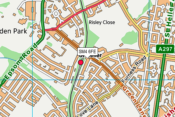 SM4 6FE map - OS VectorMap District (Ordnance Survey)