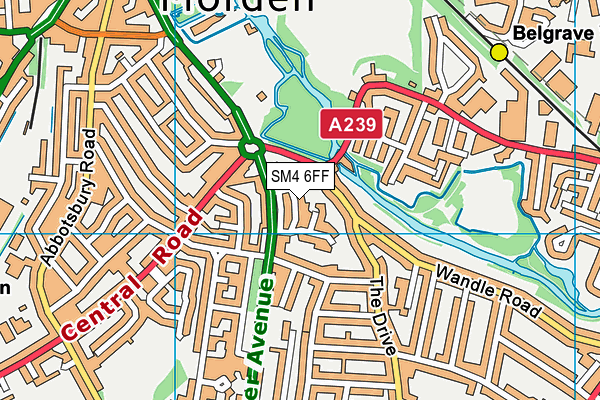 SM4 6FF map - OS VectorMap District (Ordnance Survey)