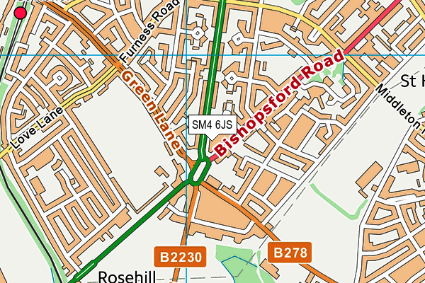 SM4 6JS map - OS VectorMap District (Ordnance Survey)