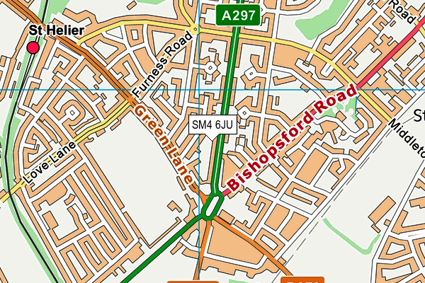 SM4 6JU map - OS VectorMap District (Ordnance Survey)