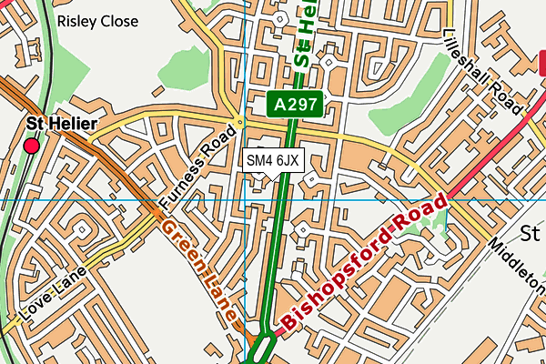 SM4 6JX map - OS VectorMap District (Ordnance Survey)