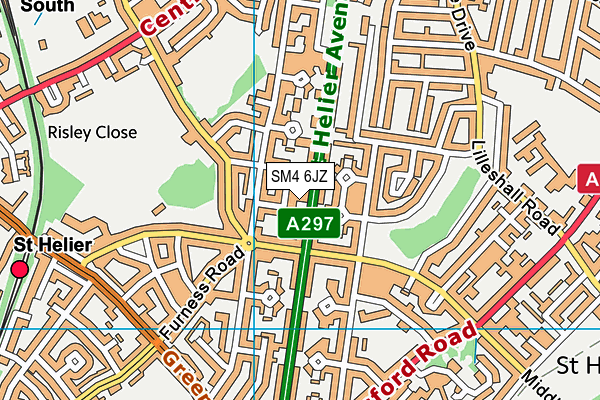 SM4 6JZ map - OS VectorMap District (Ordnance Survey)