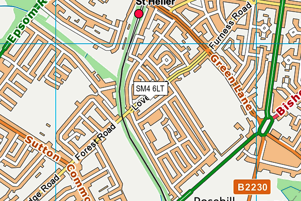 SM4 6LT map - OS VectorMap District (Ordnance Survey)