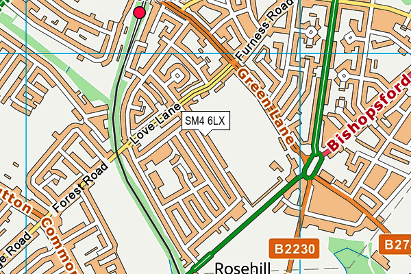 SM4 6LX map - OS VectorMap District (Ordnance Survey)