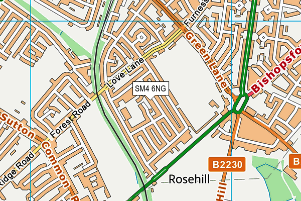 SM4 6NG map - OS VectorMap District (Ordnance Survey)