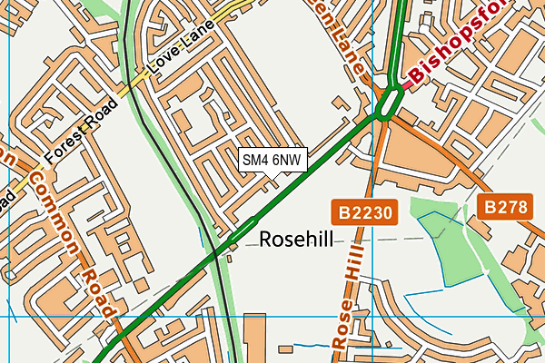 SM4 6NW map - OS VectorMap District (Ordnance Survey)