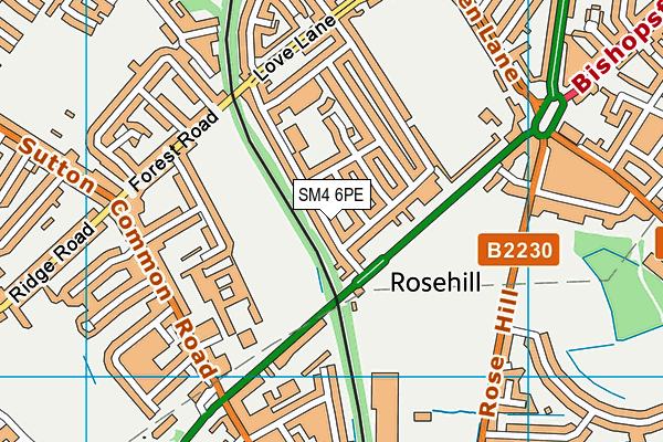 SM4 6PE map - OS VectorMap District (Ordnance Survey)