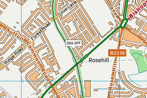 SM4 6PF map - OS VectorMap District (Ordnance Survey)